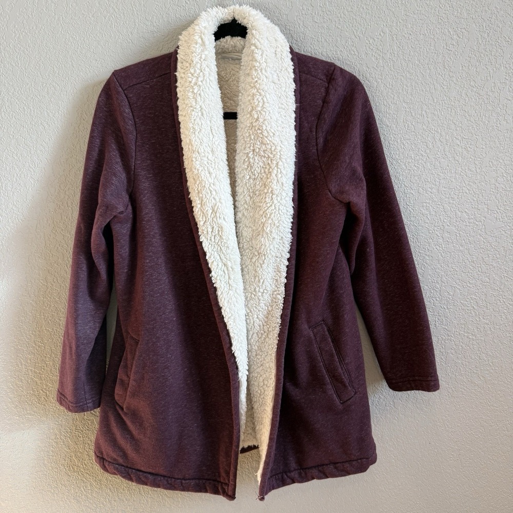 LL Bean Women's Sherpa Fleece Open Front Cardigan Sweatshirt Jacket 506081 SP